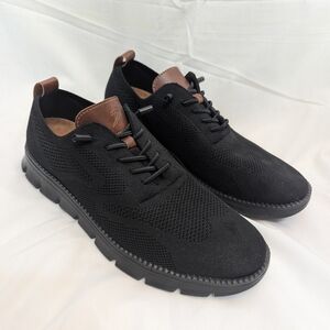 NWOT Men's Breeze Urban Lightweight Knit Lace-Up Sneakers - Black w/ Brown Trim